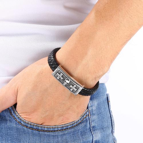 PU Leather Cord Bracelets, 316 Stainless Steel, with PU Leather, Vacuum Ion Plating, Unisex 