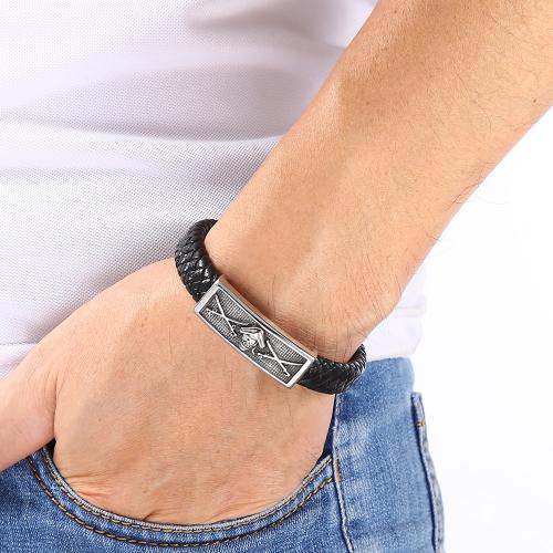 PU Leather Cord Bracelets, 316 Stainless Steel, with PU Leather, Vacuum Ion Plating, Unisex 