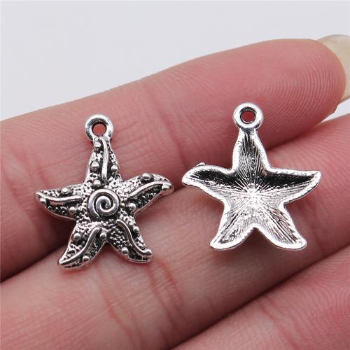 Pendentifs animaux en alliage de zinc, étoile de mer, Plaqué de couleur d'argent, DIY Vendu par PC