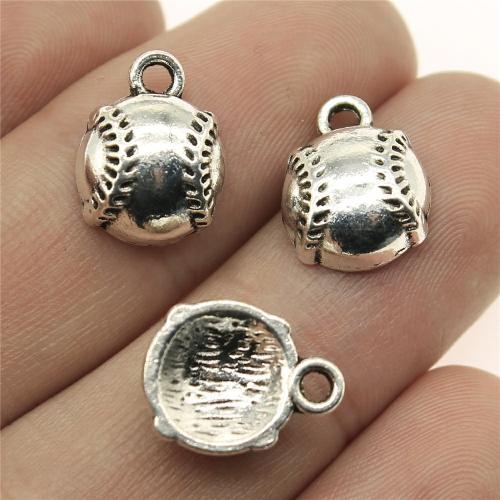 Zinc Alloy Jewelry Pendants, Baseball, antique silver color plated, DIY 