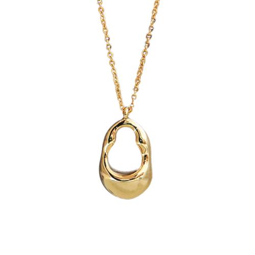 Brass Necklace, with 2.36inch extender chain, Calabash, gold color plated, for woman & hollow Approx 15.2 Inch 