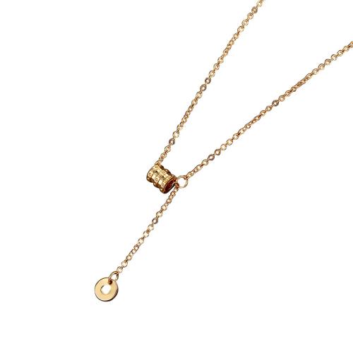 laiton collier, avec 2.2inch chaînes de rallonge, Motif géométrique, Placage de couleur d'or, bijoux de mode & pour femme Environ 15.4 pouce, Vendu par PC