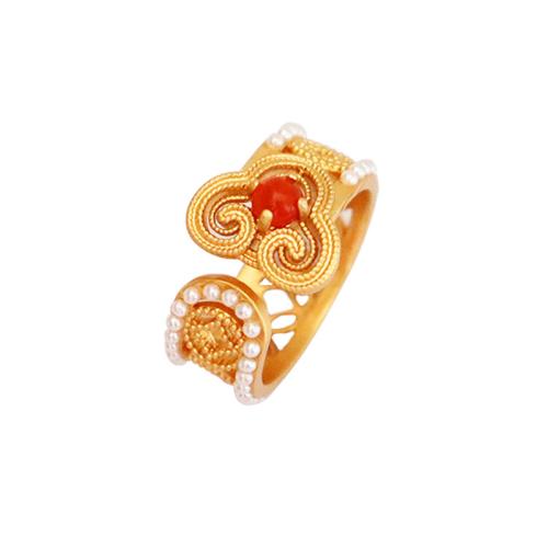 laiton Cuff Bague, avec résine & perle de plastique, Ruyi, Placage de couleur d'or, Vintage & pour femme & creux, plus de couleurs à choisir .5, Vendu par PC