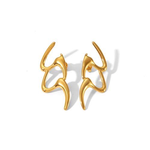 Stainless Steel Stud Earring, 304 Stainless Steel, fashion jewelry & for woman & hollow, golden 