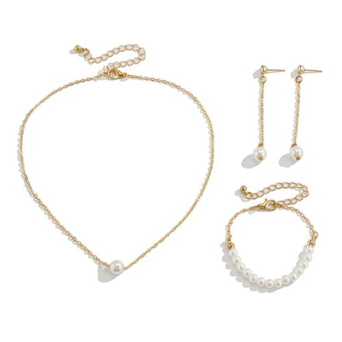 Fashion Zinc Alloy Jewelry Sets, Iron, with Plastic Pearl & Zinc Alloy, fashion jewelry & for woman 