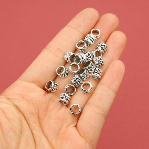 Perles de gros trou en alliage de zinc, Placage de couleur argentée, DIY Environ 4.5mm, Environ Vendu par sac