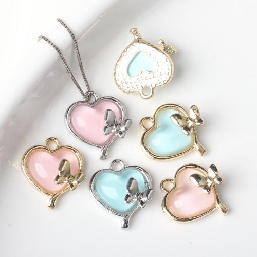 Resin Zinc Alloy Pendants, with Resin, Heart, plated, DIY [