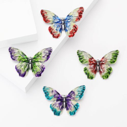 Zinc Alloy Jewelry Brooch, Butterfly, silver color plated, for woman & enamel 