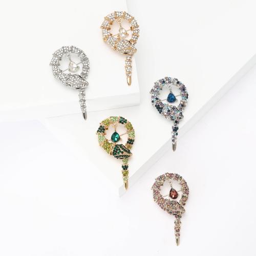 Zinc Alloy Jewelry Brooch, Snake, plated, for woman & with rhinestone 