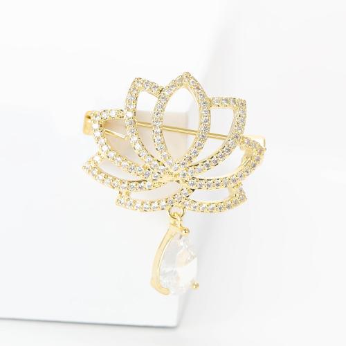 Zinc Alloy Jewelry Brooch, Flower, plated, micro pave cubic zirconia & for woman 