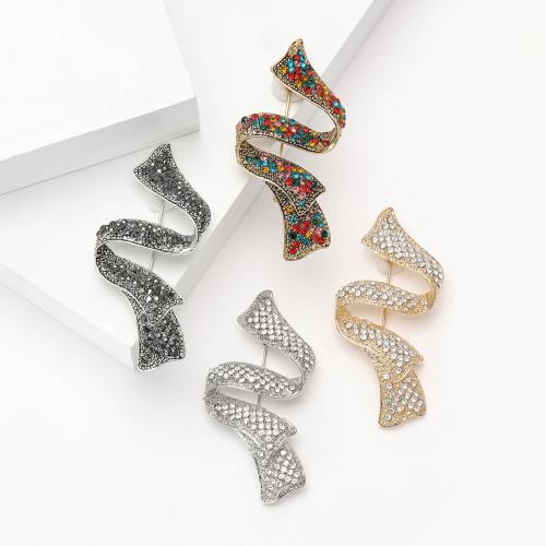 Zinc Alloy Jewelry Brooch, plated, for woman & with rhinestone 