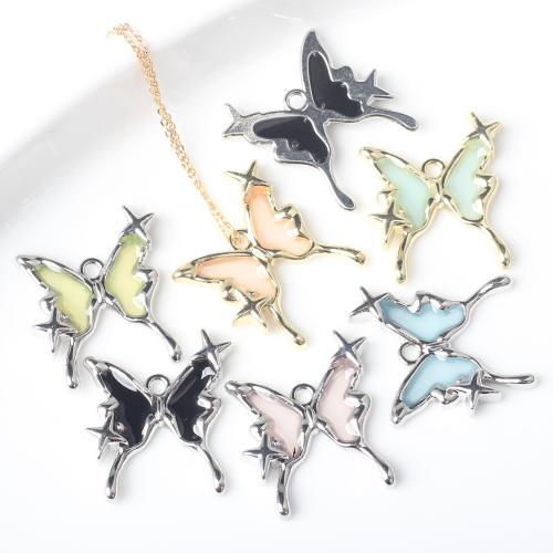 Zinc Alloy Enamel Pendants, Butterfly, plated, DIY 