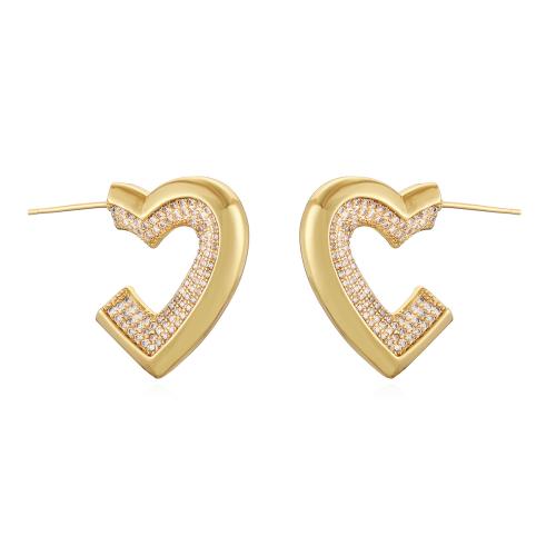 Cubic Zirconia Micro Pave Brass Earring, plated, fashion jewelry & micro pave cubic zirconia 