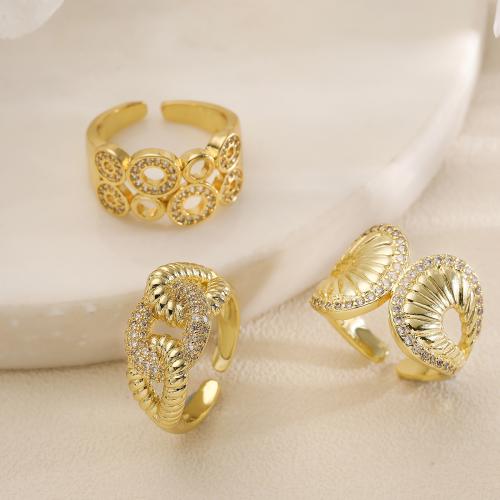 Cubic Zirconia Micro Pave Brass Finger Ring, gold color plated, fashion jewelry & micro pave cubic zirconia, golden 