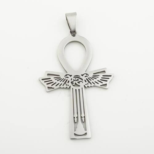 Stainless Steel Cross Pendants, 304 Stainless Steel, silver color plated, DIY, silver color Approx 4mm 