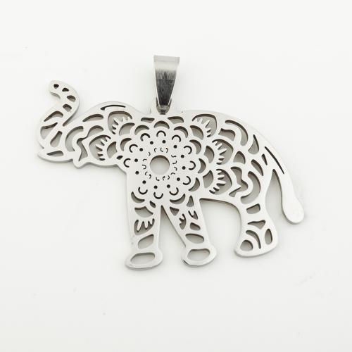 Stainless Steel Animal Pendants, 304 Stainless Steel, Elephant, silver color plated, DIY, silver color Approx 4mm 