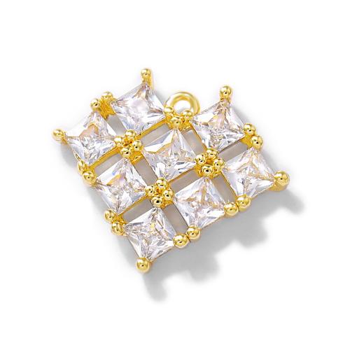 Colgante de Micro Pavé de Zirconía Cúbica, metal, Corazón, chapado en oro real, Bricolaje & micro arcilla de zirconia cúbica, dorado, 17x14mm, Vendido por UD