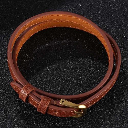 PU Leather Cord Bracelets, 304 Stainless Steel, with PU Leather, Vacuum Ion Plating, Unisex 