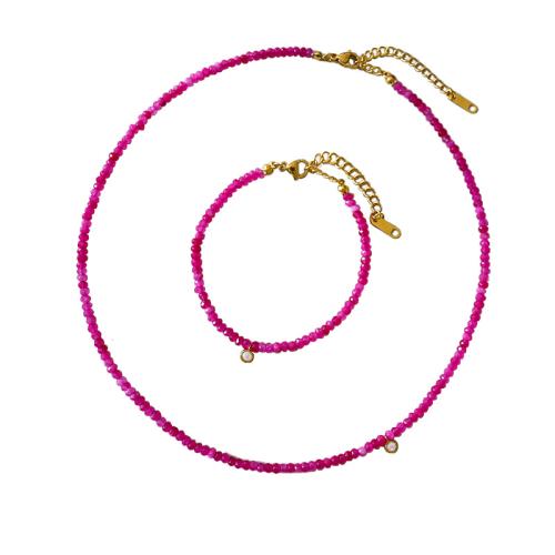 Pierre naturelle Collier et bracelet, avec laiton, fait à la main, styles différents pour le choix & pour femme, Vendu par PC