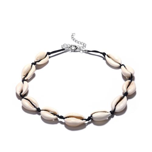 Shell Necklace, with Wax Cord, with 7cm extender chain, fashion jewelry & for woman Approx 31 cm 