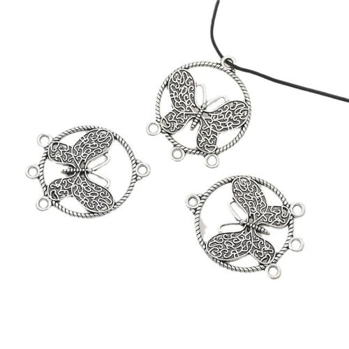 Zinc Alloy Charm Connector, Butterfly, silver color plated, DIY & 1/3 loop Approx 2mm, Approx 