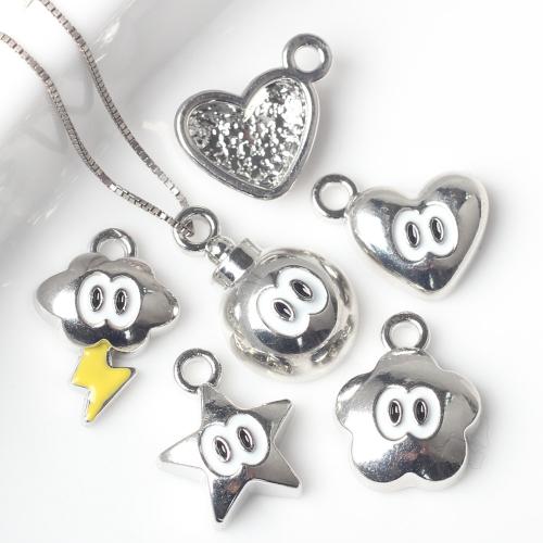 Zinc Alloy Enamel Pendants, silver color plated, DIY 