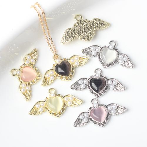 Resin Zinc Alloy Pendants, with Resin & Plastic Pearl, Heart, plated, DIY 