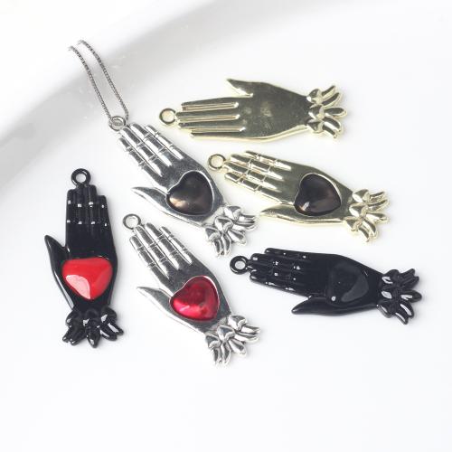 Resin Zinc Alloy Pendants, with Resin, Hand, plated, DIY & 1/1 loop [