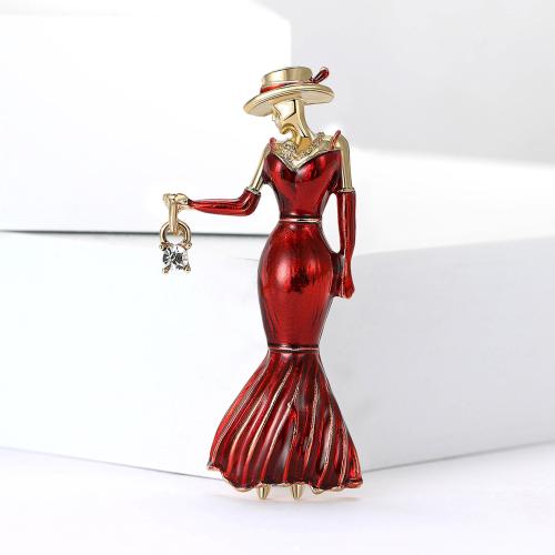 Zinc Alloy Jewelry Brooch, plated, for woman & enamel & with rhinestone 