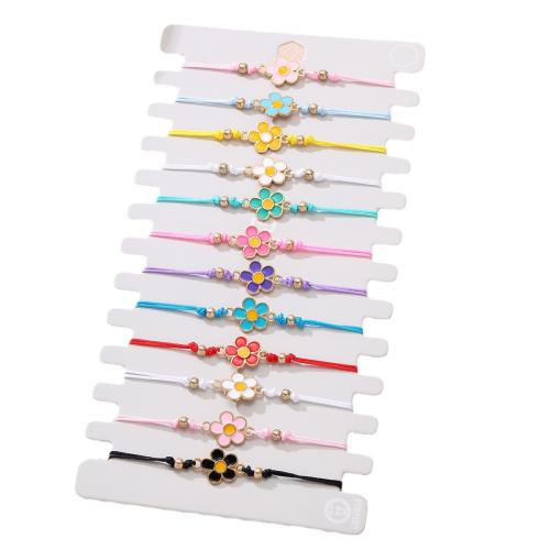 Fashion Create Wax Cord Bracelets, Zinc Alloy, with Wax Cord, 12 pieces & Unisex & enamel, mixed colors Approx 16 cm 