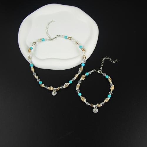 Jewelry Gift Sets, Zinc Alloy, with Seedbead & turquoise & Crystal & for woman 