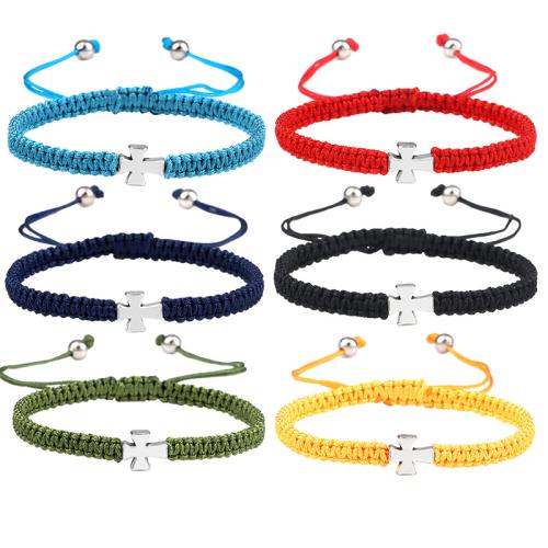 Pulseras de cordón de nylon, aleación de zinc, con cordón de nylon, unisexo, más colores para la opción, longitud:aproximado 17-28 cm, Vendido por UD