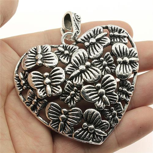 Pendentifs coeur en alliage de zinc, Plaqué de couleur d'argent, DIY Vendu par PC