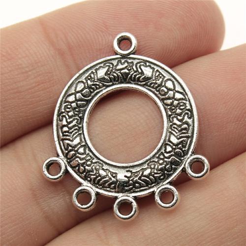 Zinc Alloy Charm Connector, Round, antique silver color plated, DIY & 1/5 loop 