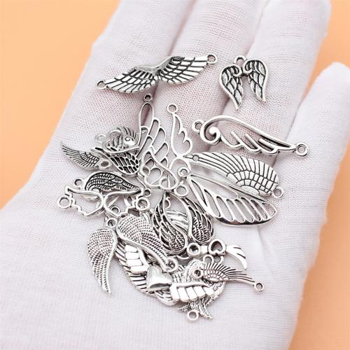 Zinc Alloy Charm Connector, Wing Shape, antique silver color plated, DIY & 1/1 loop 