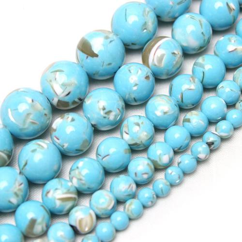 Natural Turquoise Beads, Round, polished, DIY skyblue 