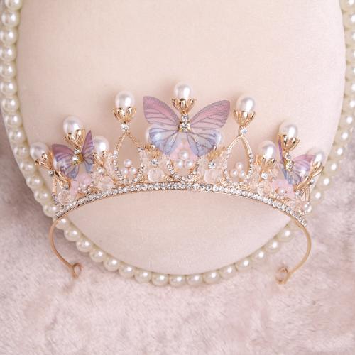 Bridal Tiaras, Zinc Alloy, with Plastic Pearl, Girl & with rhinestone 