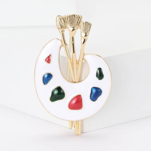 Enamel Brooch, Zinc Alloy, gold color plated, for woman, mixed colors 