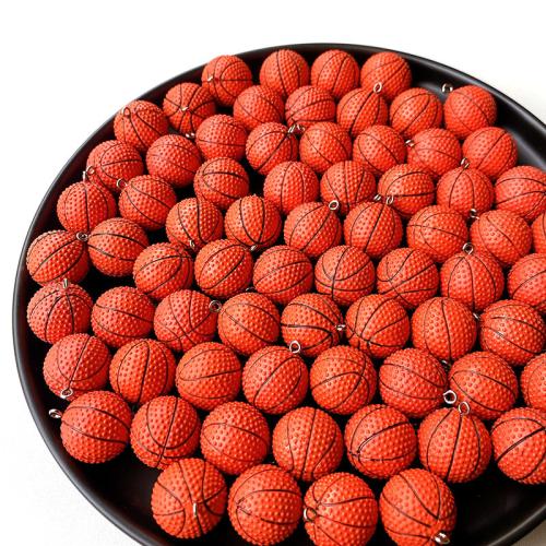 Fashion Plastic Pendants, PVC Plastic, Basketball, DIY, 20mm 