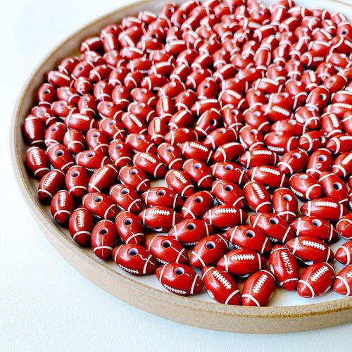 Harz Perlen Schmuck, Rugby-Ball, DIY, rot, 18mm, 100PCs/Tasche, verkauft von Tasche