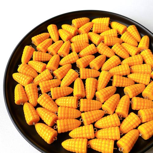 Imitation Food Resin Pendants, Corn, DIY, yellow 