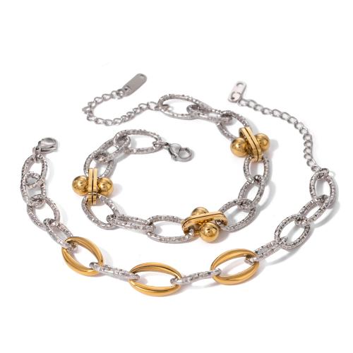 Stainless Steel Chain Bracelets, 304 Stainless Steel, plated, fashion jewelry & for woman & two tone 