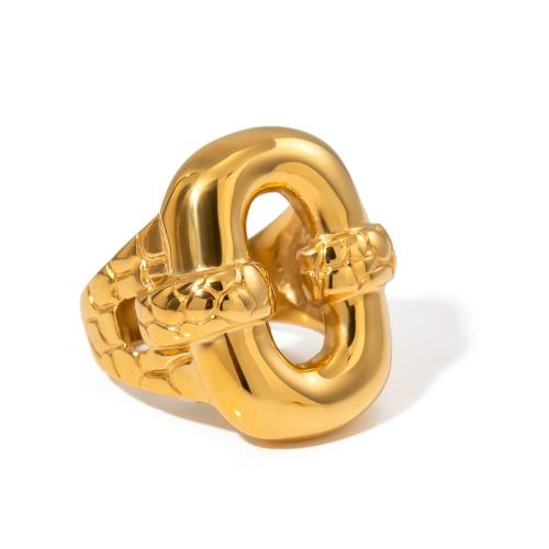 Stainless Steel Finger Ring, 304 Stainless Steel, 18K gold plated, fashion jewelry & Unisex & hollow 