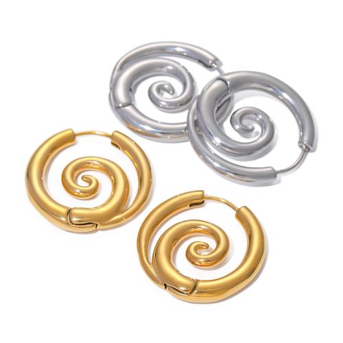 Boucle d'oreille en acier inoxydable Hoop, Acier inoxydable 304, hélice, Placage, bijoux de mode & pour femme, plus de couleurs à choisir Vendu par paire