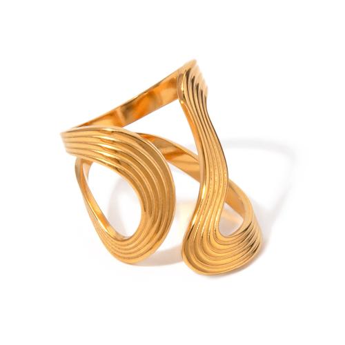 Stainless Steel Finger Ring, 304 Stainless Steel, 18K gold plated, fashion jewelry & Unisex & hollow 