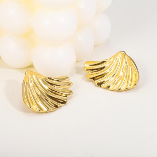 Pendientes de acero Titanium, Partículas de acero, chapado en color dorado, para mujer, libre de níquel, plomo & cadmio, Vendido por UD