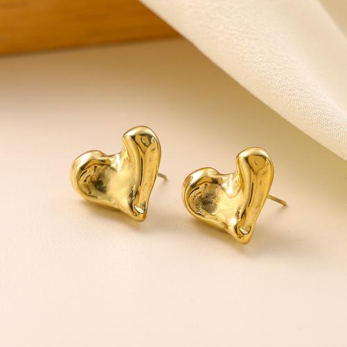 Pendientes de acero Titanium, Partículas de acero, Corazón, Recubrimiento iónico al vacío, para mujer, libre de níquel, plomo & cadmio, Vendido por UD