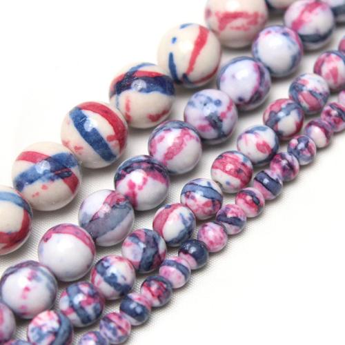 Rain Flower Stone Beads, Round, polished, DIY multi-colored [