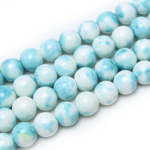 Rain Flower Stone Beads, Round, polished, DIY blue [