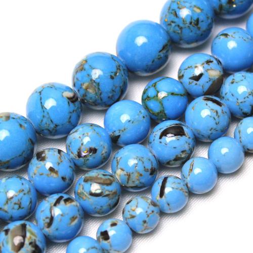 Dyed Natural Turquoise Beads, Round, polished, DIY sapphire [